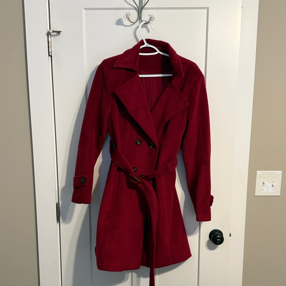 Women's Double-Breasted Red Coat